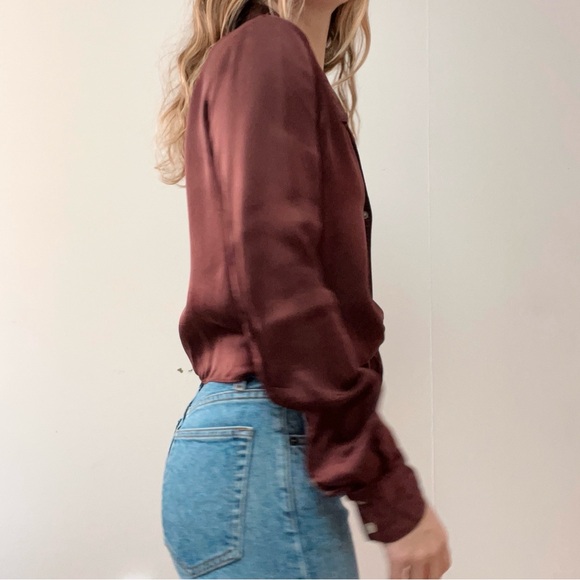 Satin Wilfred button and tie up top - Picture 3 of 4